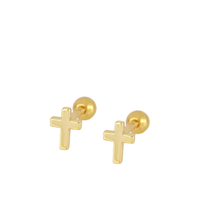 PENDIENTES CRUZ ROSCA GOLD